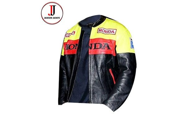 Jackson Yellow and Black Leather Motorcycle Jacket