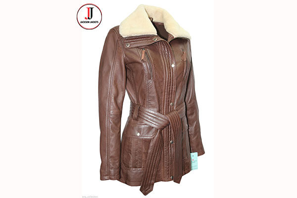 Carrie Hoxton Ladies Brown Trench Soft Leather Jacket Coat â Jackson Jackets