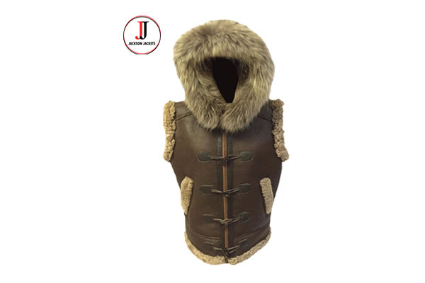 leather bomber with fur hood
