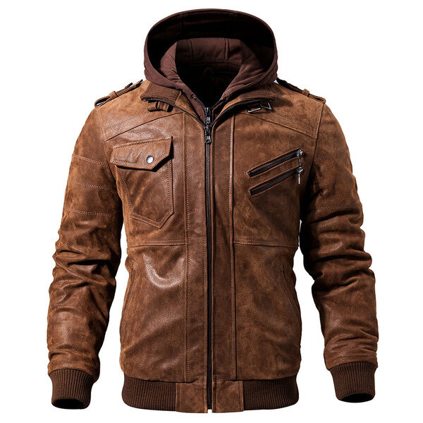 Men’s Brown Real Leather Motorcycle Jacket FLAVOR – Jackson Jackets